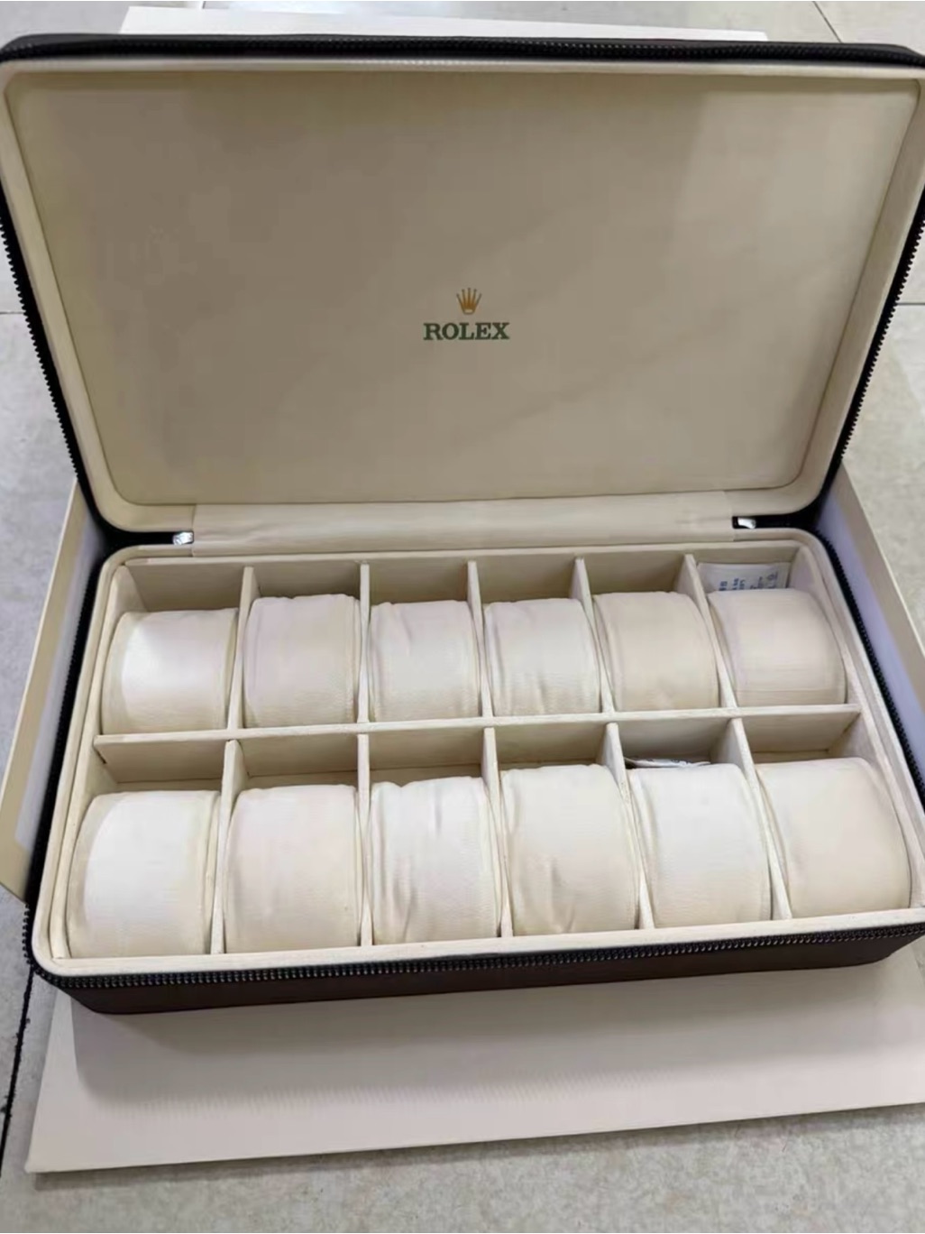 Rolex Cream And Gold Watch Storage Case